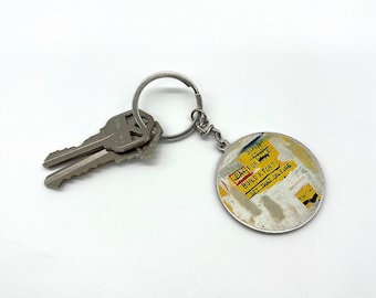 one of a kind upcycled basquiat key chain