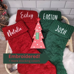 Embroidered Stocking, Custom Christmas Stocking, Knit Stocking, Personalized Stocking, Christmas Gift, Monogram Family Stockings, Holiday