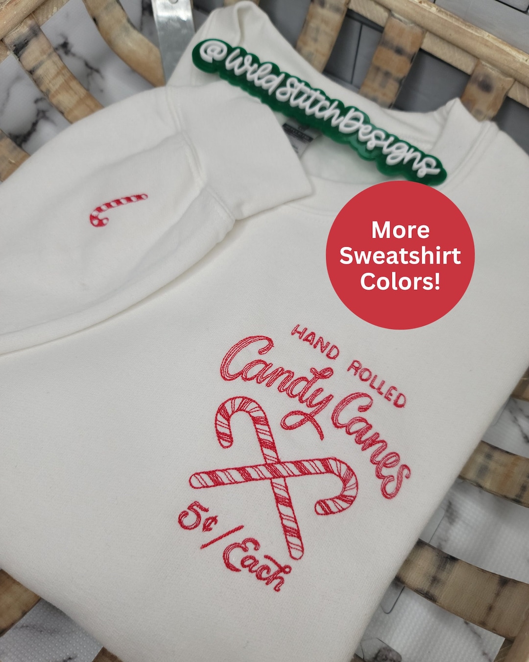Candy Cane Sweatshirt Embroidered Christmas Sweatshirt Etsy