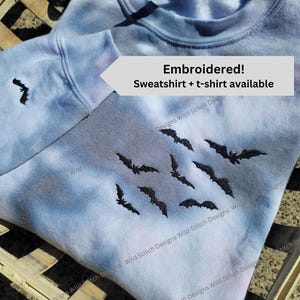 Bat Sweatshirt, Halloween Crewneck, Embroidered Bats, Black Ice Tie Dye, Spooky Season Shirt, Fall, Sweater Weather Shirt, It&#39;s Frickin Bats