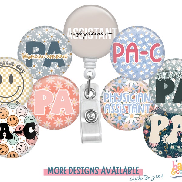 Physician Assistant Badge Reel PA Gift ID Holder Retractable Interchangeable PA-C