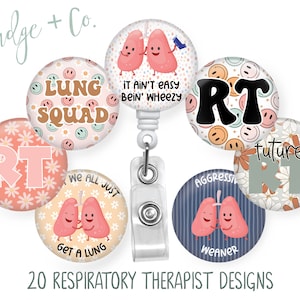 Respiratory Therapist Badge Reel Gift for RTs Lung Puns Funny Ambu Bag Floral Retractable ID Holder Lung Squad Rainbow