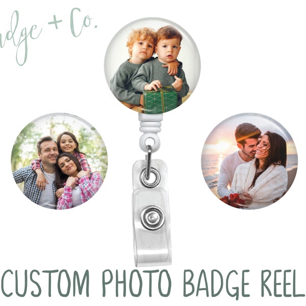 Personalized Photo Badge Reel Customized Retractable ID Holder Gift