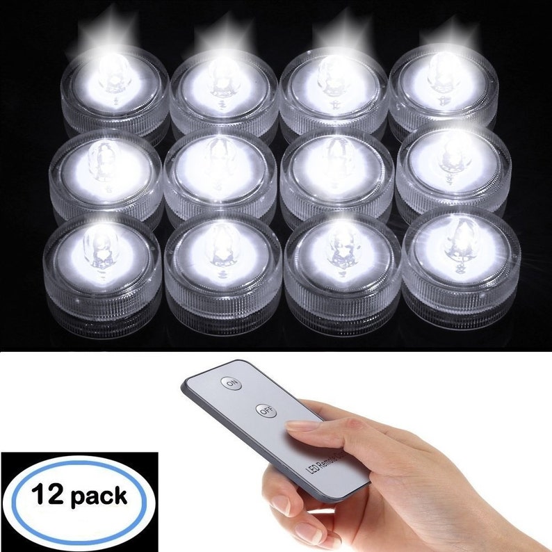 12 pack WHITE Submersible Tea Light with Remote For Event Etsy