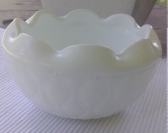 Milk glass planter by Indiana Glass.  Diamond pattern, vintage.