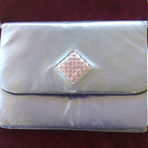 Saks Fifth Avenue 80&#39;s crossbody small purse.  Leather, navy blue,