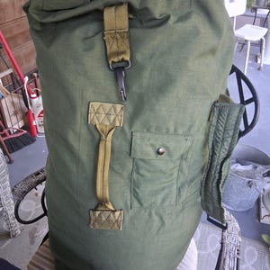 vintage US military duffel bag, Army green.
