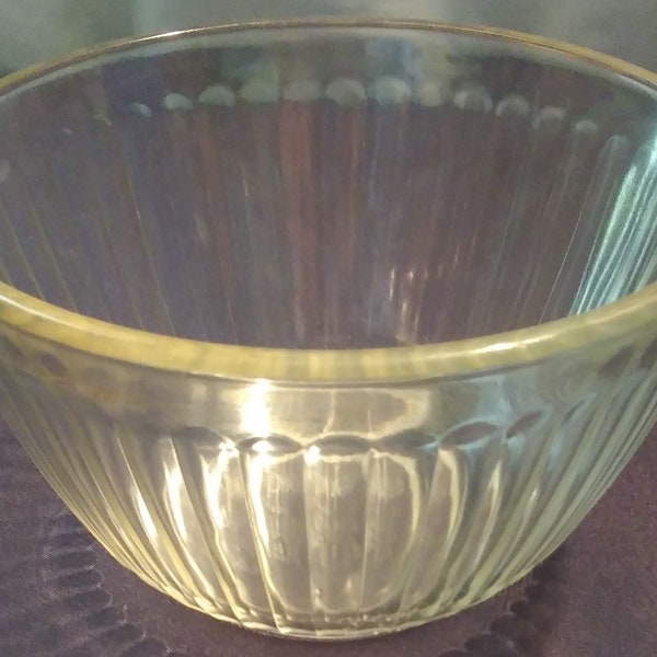 vintage Pyrex small ribbed clear glass bowl.