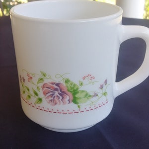 vintage Arcopal,France, floral milk glass mug.