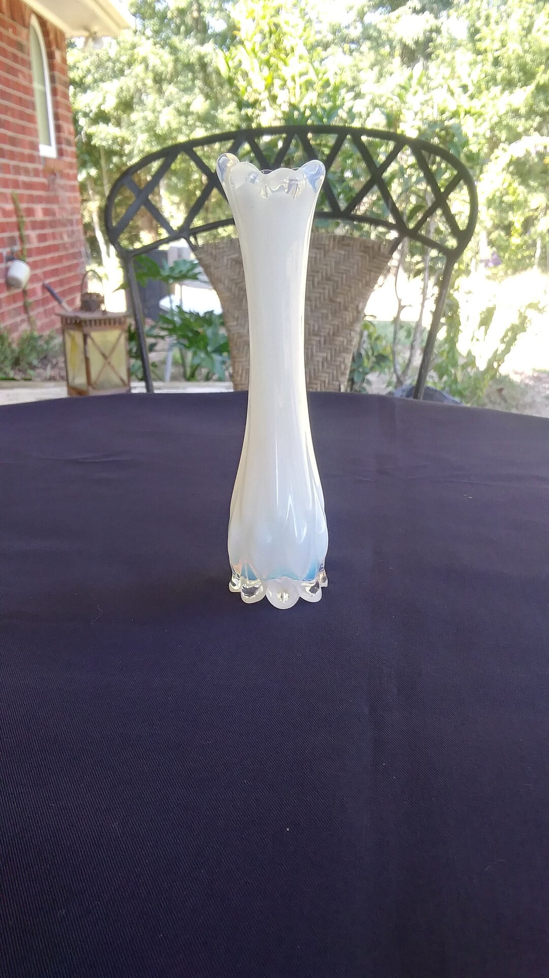 Vintage Fostoria Swung Mini Vase Opalescent White With Bluish Etsy