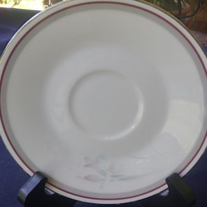vintage Noritake saucer, &quot;Malverne&quot; pattern, silver line around the saucer, embossed flower.