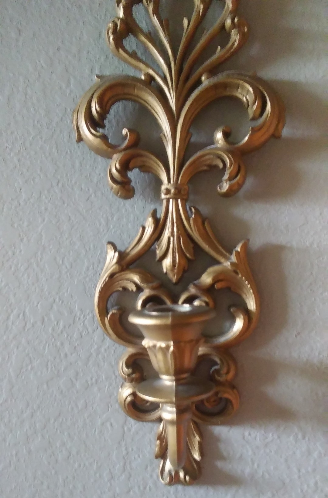Vintage Burwood Wall Candlestick Holder, 70's, Gold Color, Plastic. Etsy