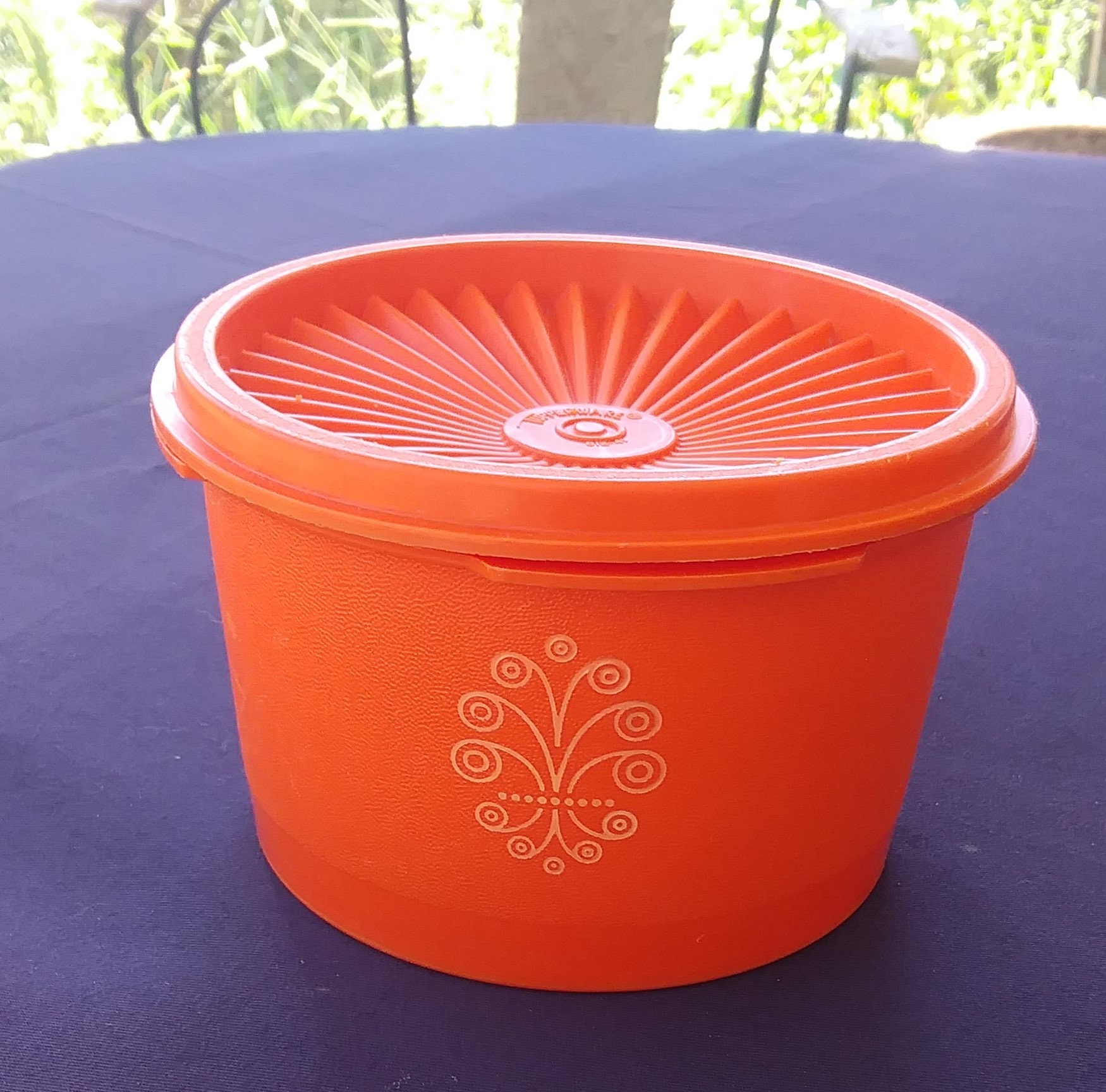 Tupperware Plastic Canister From the 70's, Bright Orange. 3.5