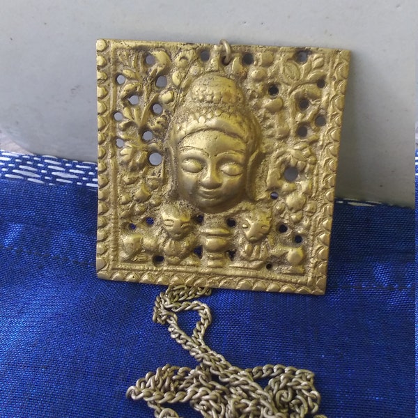 Buddha brass necklace, vintage, 70's.