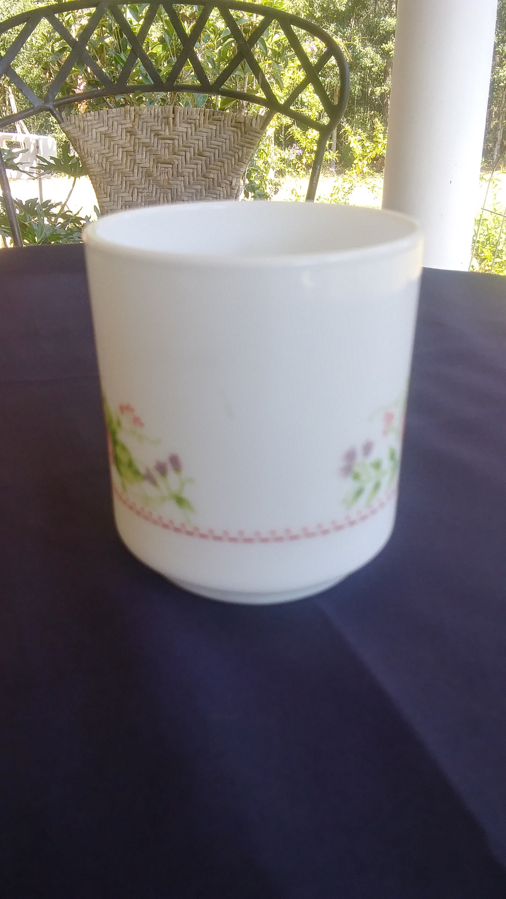 ANCIEN MUG FLEURS Octogonal ARCOPAL Luminarc Rare France Vintage Rare