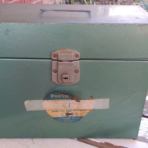 vintage Hamilton Scotch porta-file, green mid-century.
