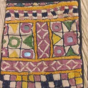 Indian vintage cloth purse/bag with tiny mirrors.  Hand made.