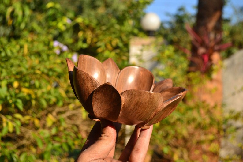 Handmade Wooden Decorative Bowl Lotus Bowl Hand Carved Etsy