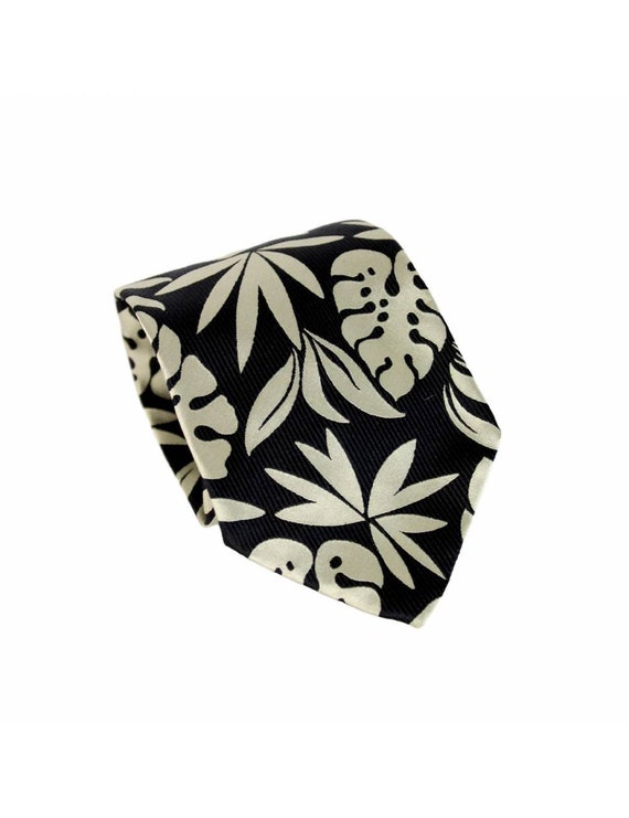 Dolce & Gabbana Tie Floral Silk Vintage Black Whit