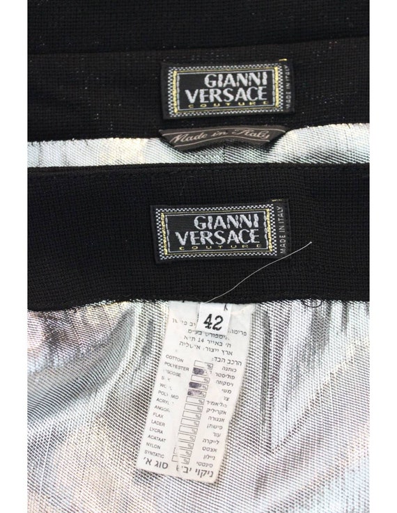 Versace Couture Black Silver Laminate Vintage Ski… - image 7