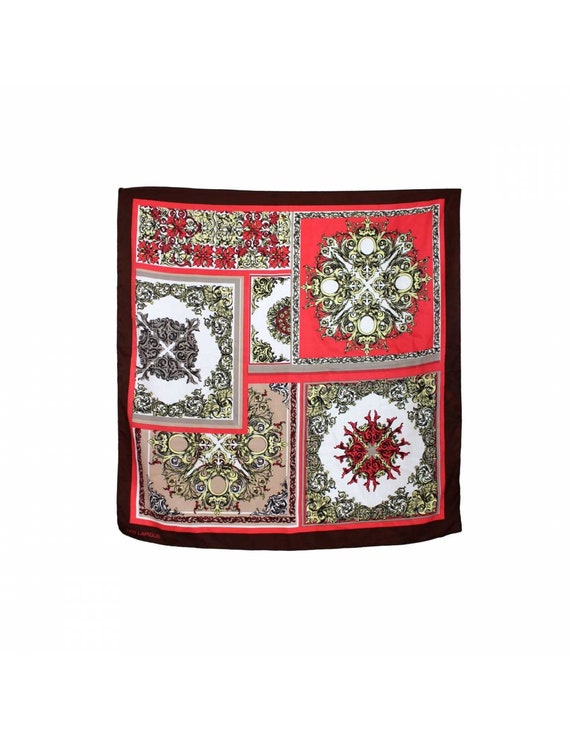 Ted Lapidus Scarves Floral Vintage Brown Red