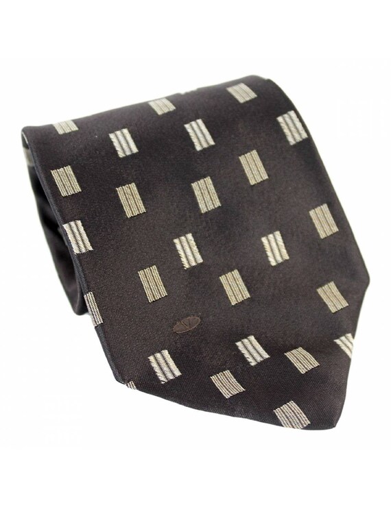 Valentino Vintage Classic Tie Silk Brown Beige - image 1