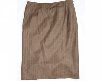 Gianfranco Ferre Brown Wool Vintage Pinstripe Skirt