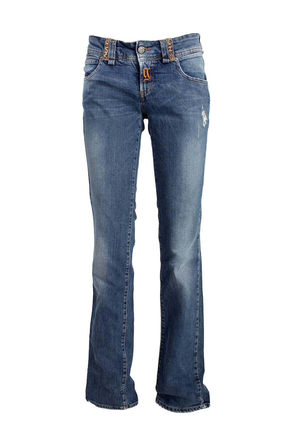 John Galliano Blue Cotton Blend Slim Fit High Waist Jeans