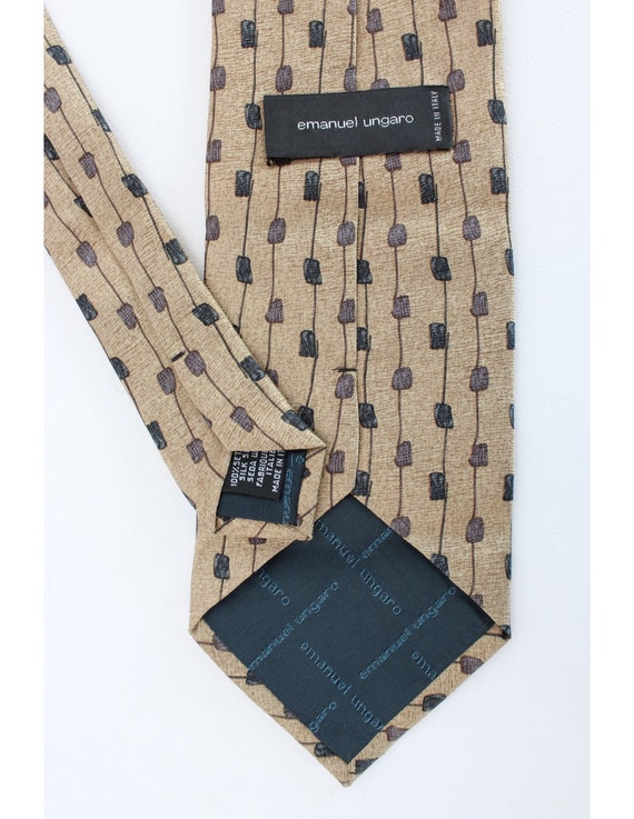 Ungaro Vintage Silk Blue Beige Tie - image 4