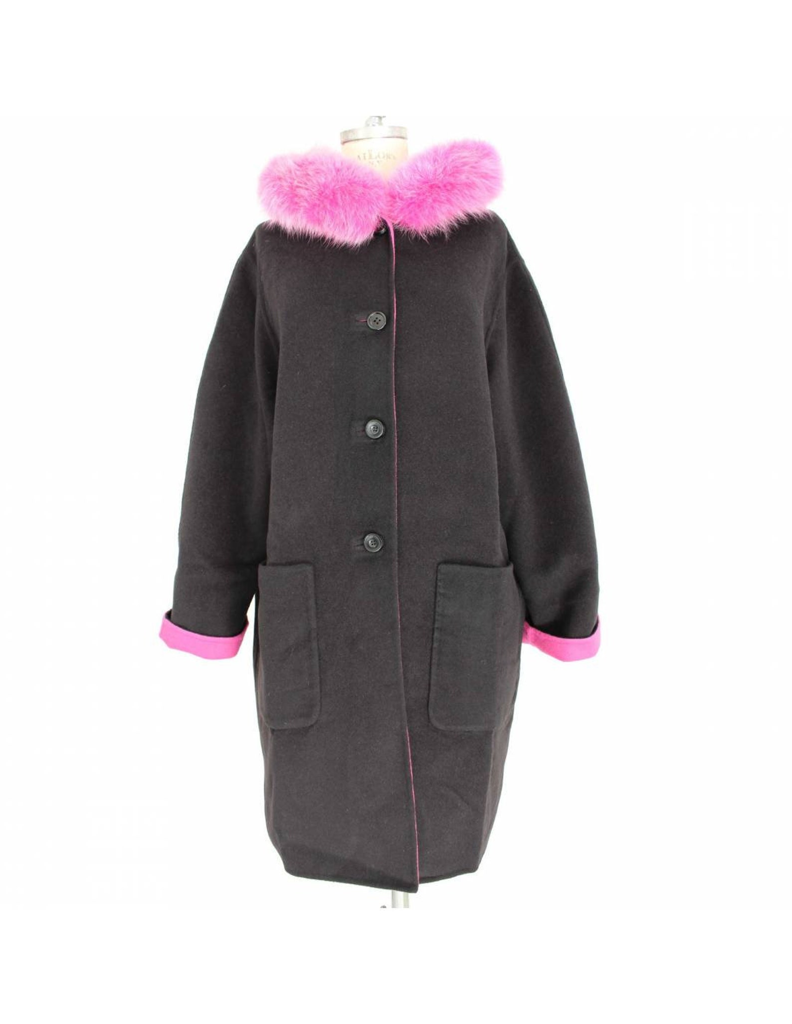 Escada Coat Fur Fox Double Face Wool Angora Vintage Black Pink - Etsy UK