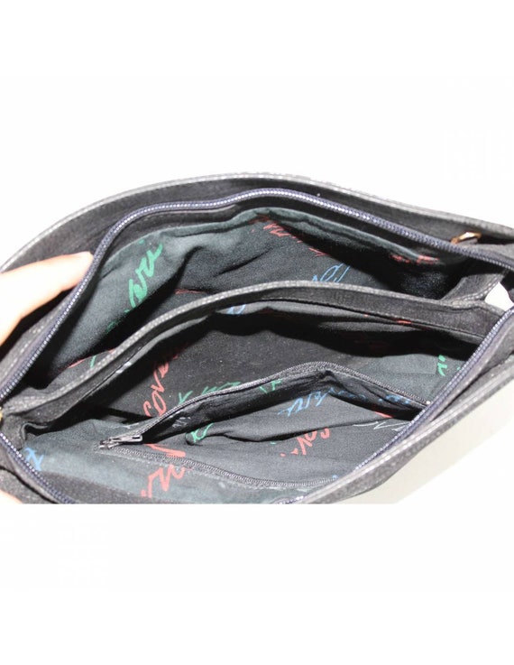 Enrico Coveri Black Canvas Vintage Handbag - image 7