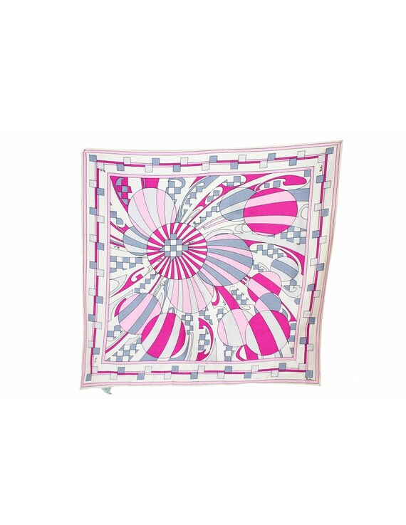 Emilio Pucci Vintage Silk Scarf Geometric Pink