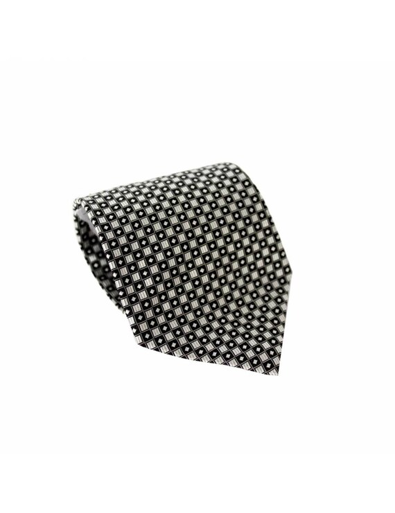 Dolce Gabbana Vintage Tie Check Rhombus Silk Black
