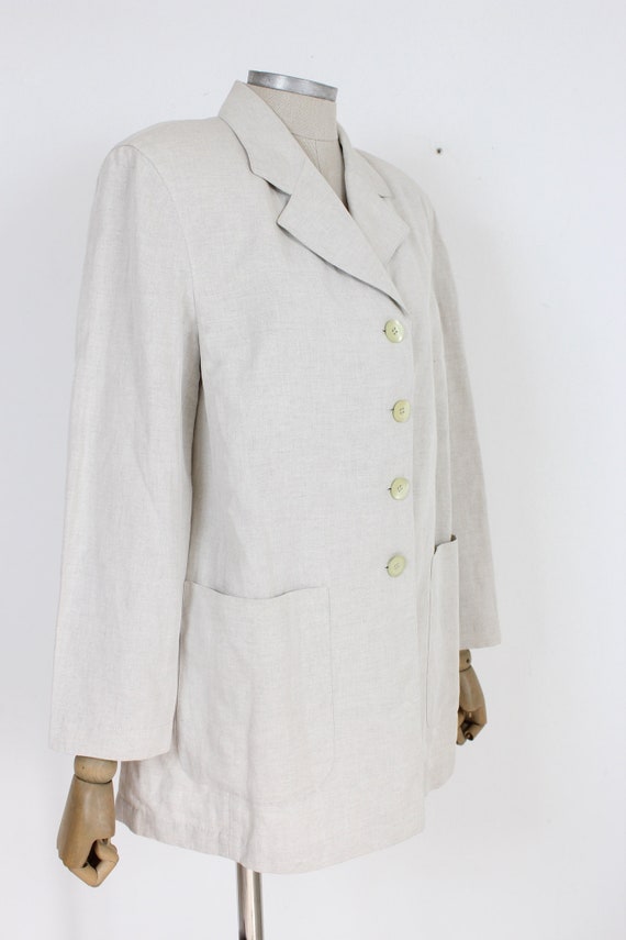 Byblos Beige Linen Classic Vintage Jacket 1980s - image 4