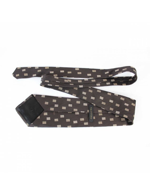 Valentino Vintage Classic Tie Silk Brown Beige - image 2