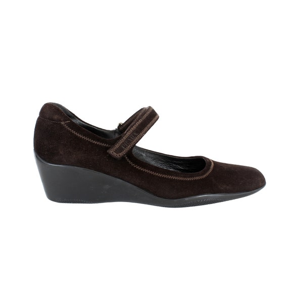Prada Scarpe Basse Donna Tacco Zeppa Marrone Velluto Vintage Anni 90 Etsy Italia