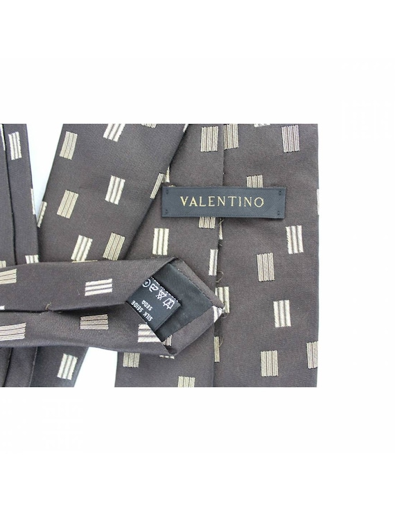 Valentino Vintage Classic Tie Silk Brown Beige - image 4