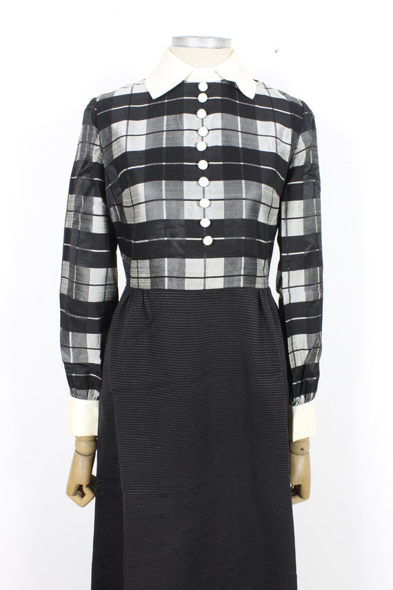 Jean Varon Black Gray Check Long Elegant Dress Vi… - image 6