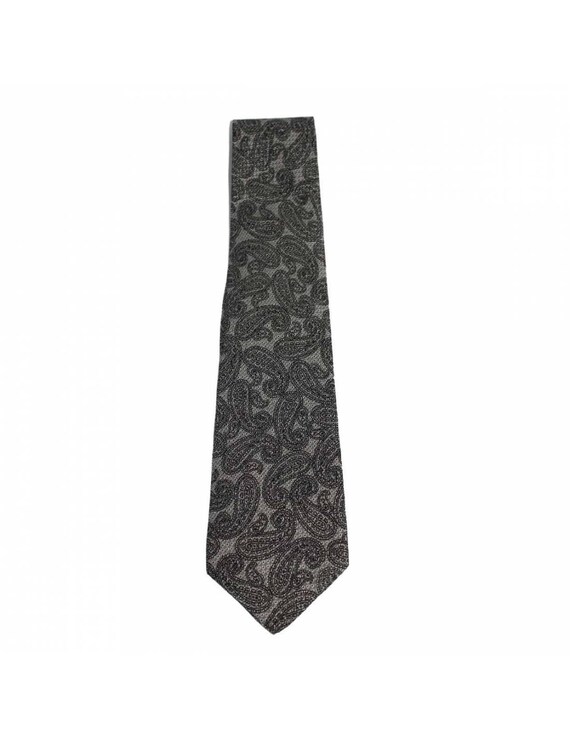 Brioni Paisely Vintage Black Silk Tie