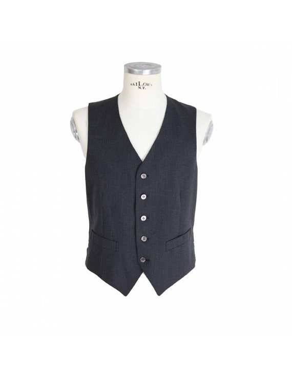 Pierre Cardin Waistcoat Satin Vintage Dark Gray Wo