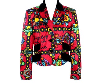 Moschino Vintage 90s Blazer - Short Jacket with Playful Messages and Bold Symbols