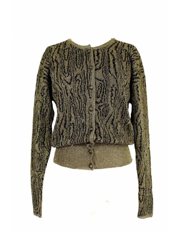 Krizia Vintage Evening Sweater Lame Cardigan Wool