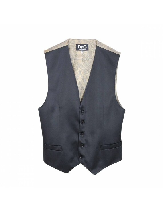 Dolce & Gabbana Vintage Black Wool Vest