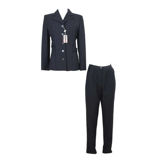 Valentino Vintage Black Wool Pants Suit Dress