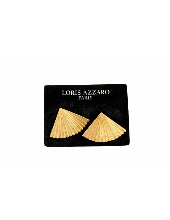 Loris Azzaro Vintage Earrings Folding Fan Clip Me… - image 1