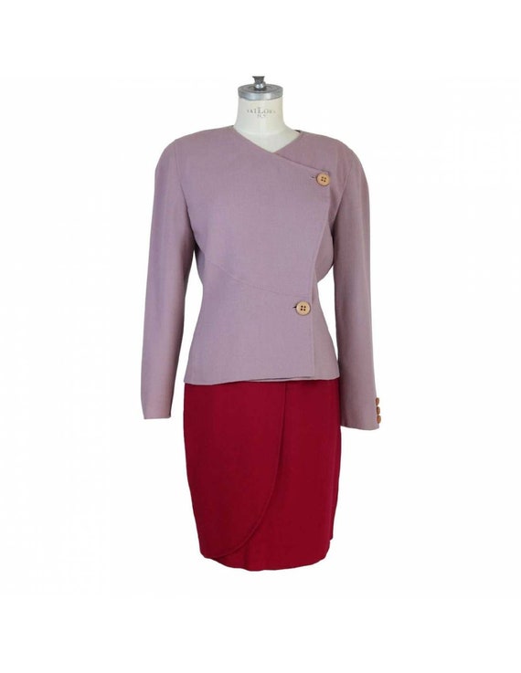 Mila Schon Vintage Purple Wool Tulip Skirt Suit