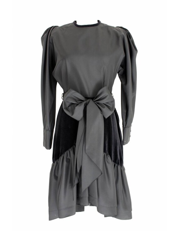 Mimmina Vintage Evening Dress Satin Velvet Black