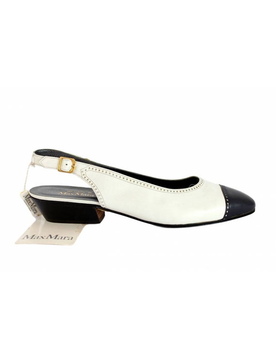 Max Mara Vintage Heel Shoes Sandal Leather White B