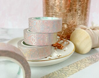 Holographic Silver Leaves Washi Tape