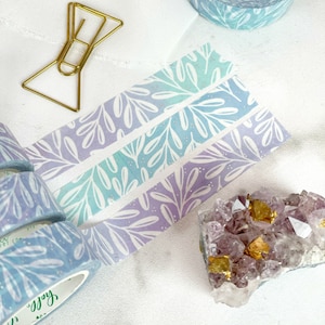 White Leaves With Holographic Foil Washi Tape